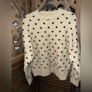 H&M Cream and Black Polka Dot Sweater